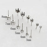 Stainless Steel Stud Earrings Settings with 6 Prongs Pins