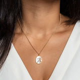 Stainless Steel Sun Pendant Necklace Natural Shell Round Collar Jewelry