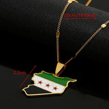 Syria Map Flag Pendant Necklace Stainless Steel Women Jewelry
