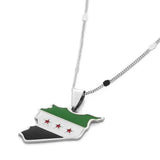 Syria Map Flag Pendant Necklace Stainless Steel Women Jewelry