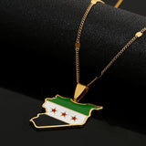 Syria Map Flag Pendant Necklace Stainless Steel Women Jewelry