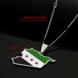 Stainless Steel Syria Map Flag Pendant Necklace Syrians Map Women Charm Jewelry