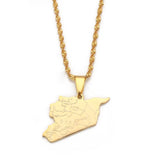 Stainless Steel Syria Map Flag Pendant Necklaces Syrians Jewelry