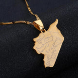 Stainless Steel Syria Map Flag Pendant Necklaces Syrians Map Jewelry