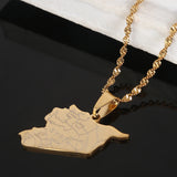 Syria Map Flag Pendant Necklace Stainless Steel Jewelry