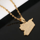 Syria Map Flag Pendant Necklace Stainless Steel Jewelry