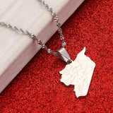Syria Map Flag Pendant Necklace Stainless Steel Jewelry
