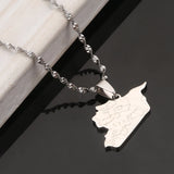 Syria Map Flag Pendant Necklace Stainless Steel Jewelry