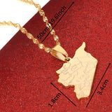 Syria Map Flag Pendant Necklace Stainless Steel Jewelry