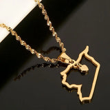 Syria Map Pendant Necklace Stainless Steel Heart Charm Jewelry