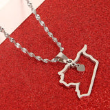 Syria Map Pendant Necklace Stainless Steel Heart Charm Jewelry