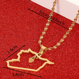 Syria Map Pendant Necklace Stainless Steel Heart Charm Jewelry