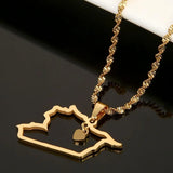 Syria Map Pendant Necklace Stainless Steel Heart Charm Jewelry