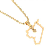 Syria Map Pendant Necklace Stainless Steel Heart Charm Jewelry