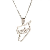 Stainless Steel Syria Map Pendant Necklace