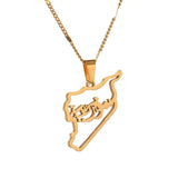 Stainless Steel Syria Map Pendant Necklace