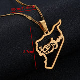 Stainless Steel Syria Map Pendant Necklace