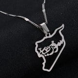 Syria Map Pendant Necklace Stainless Steel