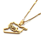 Syria Map Pendant Necklace Stainless Steel
