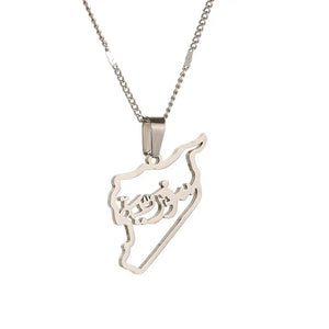 Syria Map Pendant Necklace Stainless Steel