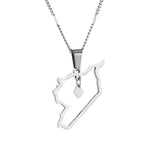 Syria Map Stainless Steel Necklace Heart Jewelry
