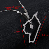 Syria Map Stainless Steel Necklace Heart Jewelry