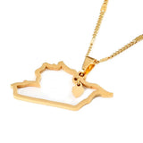 Syria Map Stainless Steel Necklace Heart Jewelry