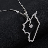 Syria Map Stainless Steel Necklace Heart Jewelry