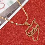 Stainless Steel Syria Map Pendant Necklaces