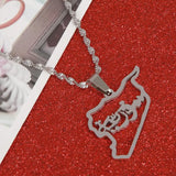 Stainless Steel Syria Map Pendant Necklaces