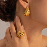 18K Plated Water Drop Earrings/Closed Ring Women Ear Jewelry