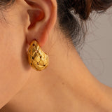 18K Plated Water Drop Earrings/Closed Ring Women Ear Jewelry