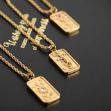 Stainless Steel Tarot Necklace Star Moon Sun Pendant Necklaces