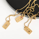 Stainless Steel Tarot Necklace Star Moon Sun Pendant Necklaces