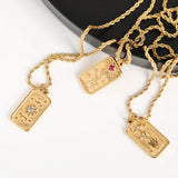 Stainless Steel Tarot Necklace Star Moon Sun Pendant Necklaces