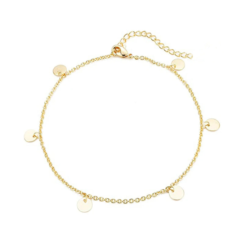 Stainless Steel Tassel Disc Anklet Foot Chain for Women