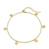 Stainless Steel Tassel Disc Anklet Foot Chain for Women