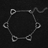Stainless Steel Tassel Hollow Peach Heart Bracelets for Women