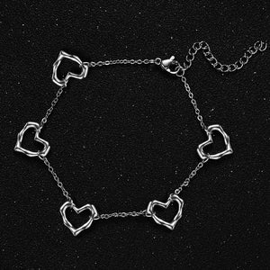 Stainless Steel Tassel Hollow Peach Heart Bracelets for Women