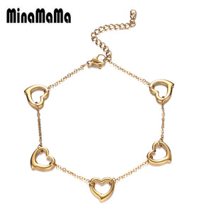 Stainless Steel Tassel Hollow Peach Heart Bracelets for Women