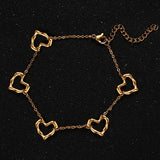 Stainless Steel Tassel Hollow Peach Heart Bracelets for Women