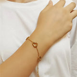 Stainless Steel Tassel Hollow Peach Heart Bracelets for Women