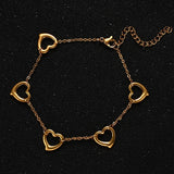 Stainless Steel Tassel Hollow Peach Heart Bracelets for Women