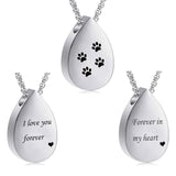 Stainless Steel Teardrop Keepsake Ashes Necklace Cremation Pendant