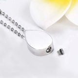 Stainless Steel Teardrop Keepsake Ashes Necklace Cremation Pendant