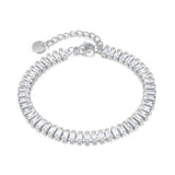 Women's Stainless Steel Tennis Bracelet with Cubic Zirconia Choker Necklace