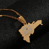 Stainless Steel Dominican Republic Map Pendant Necklace for Women