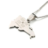 Stainless Steel Dominican Republic Map Pendant Necklace for Women