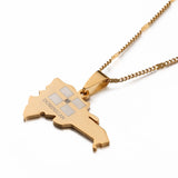 Stainless Steel Dominican Republic Map Necklace Women Jewelry