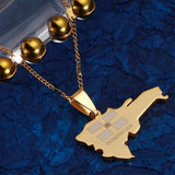 Stainless Steel Dominican Republic Map Necklace Women Jewelry
